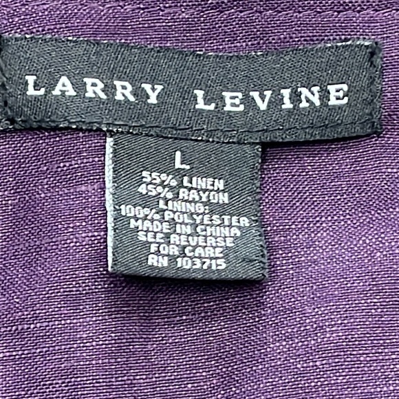 Larry Levine Purple Linen Blend Cropped Jacket Blazer Sz L 3/4 Sleeve Boxy Royal - Picture 6 of 11